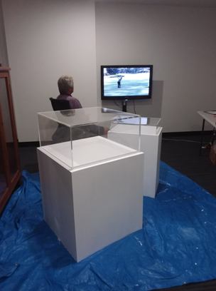 Roughly painted display case